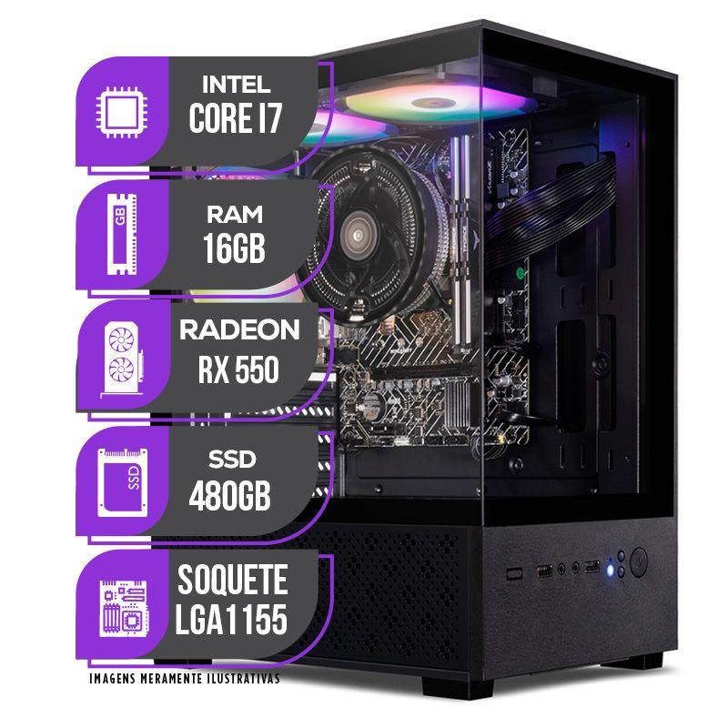 Imagem do produto PC Gamer Mancer, Intel Core I7, RADEON RX 550 4GB, 16GB DE RAM, SSD 480GB, Fonte 500W 80 PLUS em Magazine Luiza